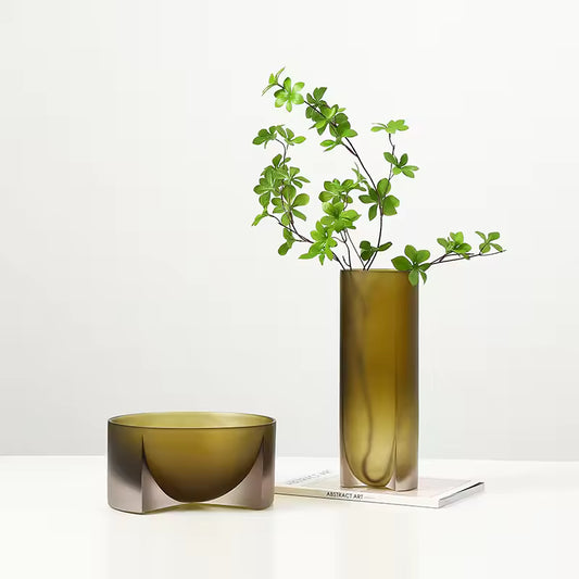 Transparent Resin Vase – Brown & Green