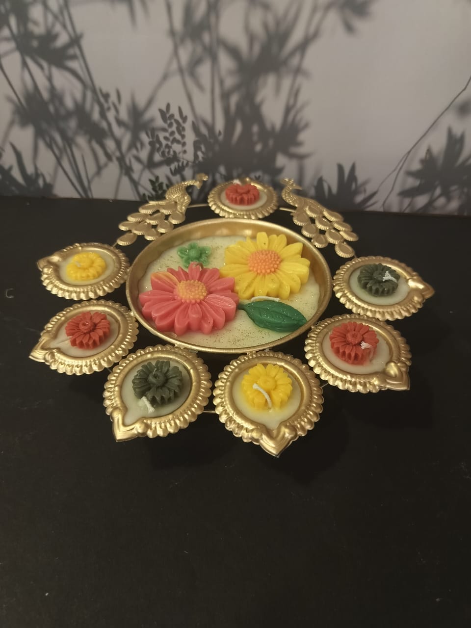 Multi- Color Peacock(urli)  diya-style holders.