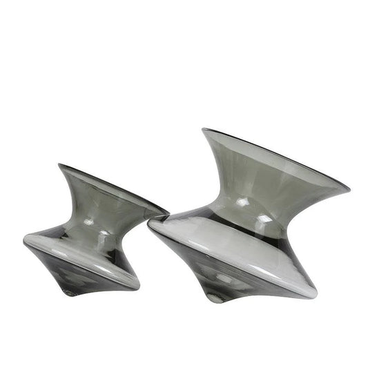 Grey Glass Spin Top Decoration