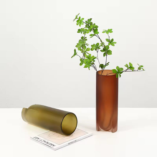 Transparent Resin Vase – Brown & Green
