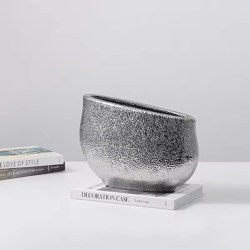 Silver Glanular Ceramic Vase