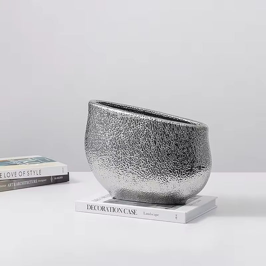 Silver Glanular Ceramic Vase