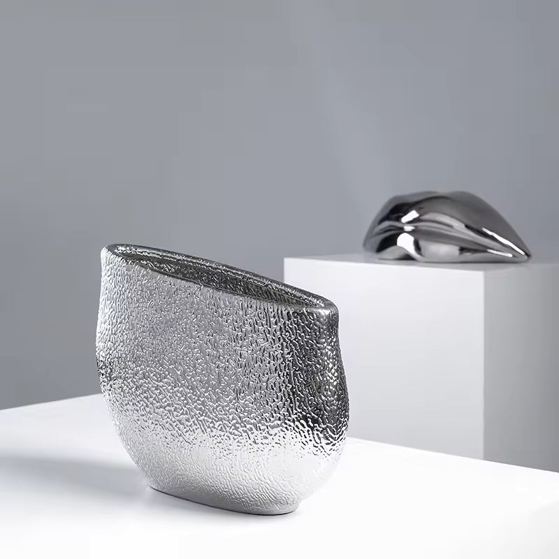 Silver Glanular Ceramic Vase