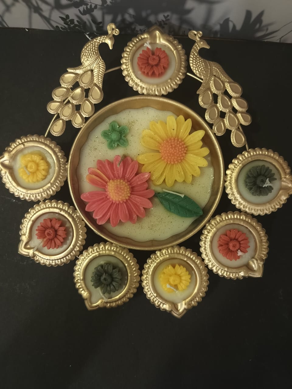 Multi- Color Peacock(urli)  diya-style holders.