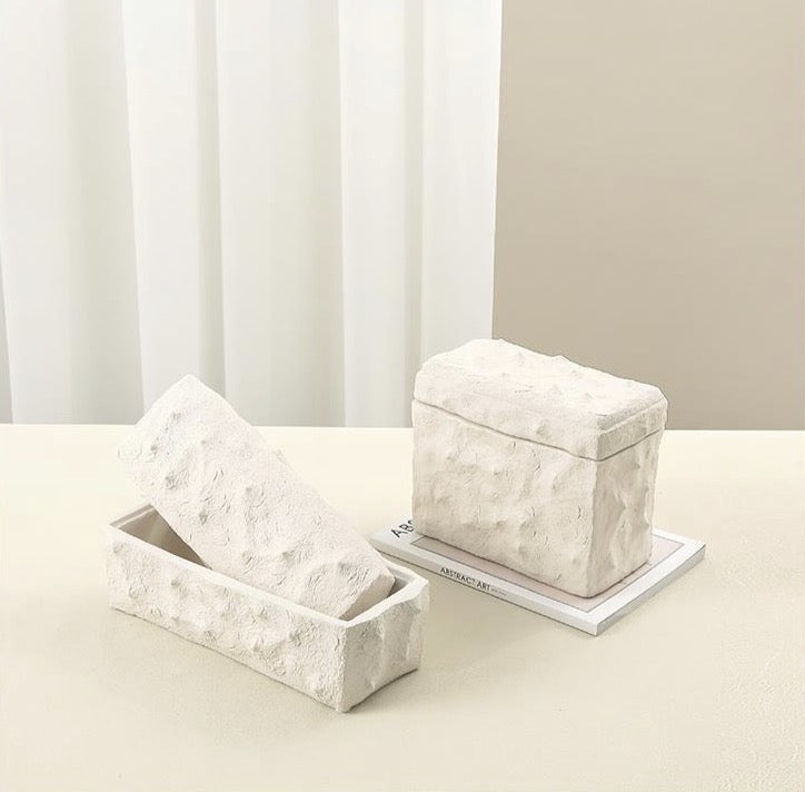 White Stone Effect Resin Box