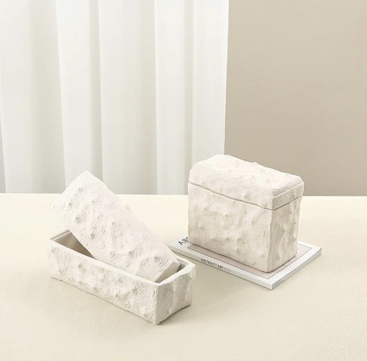 White Stone Effect Resin Box
