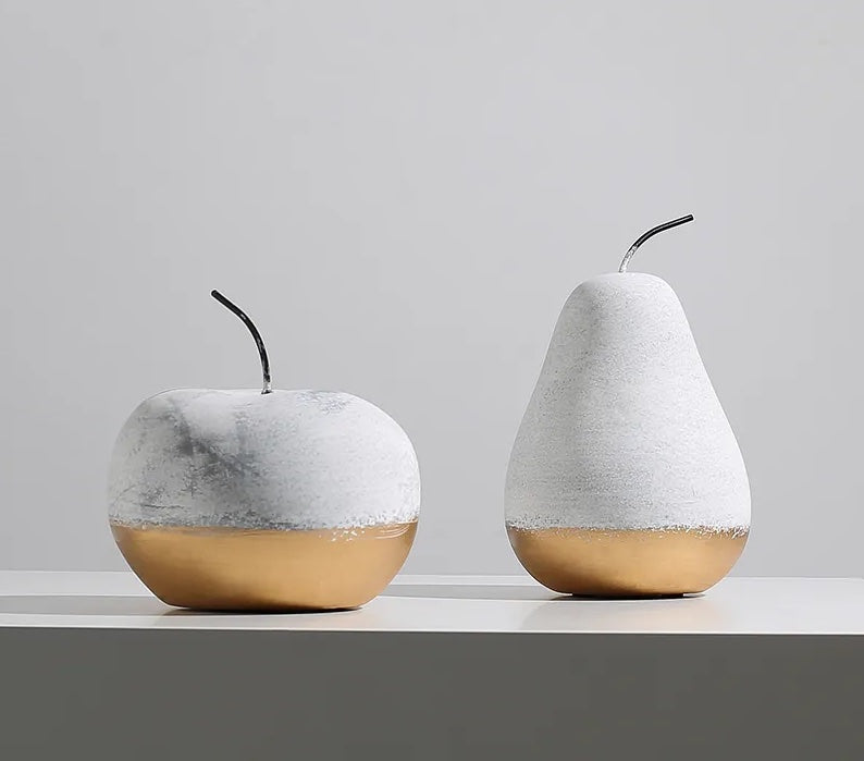 Golden Pear & Golden Apple Decorative Set